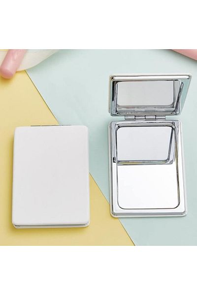 Other Pocket Mirror Rectangular Small Double-Sided Foldable Handheld for Travel (White-Rectangular)