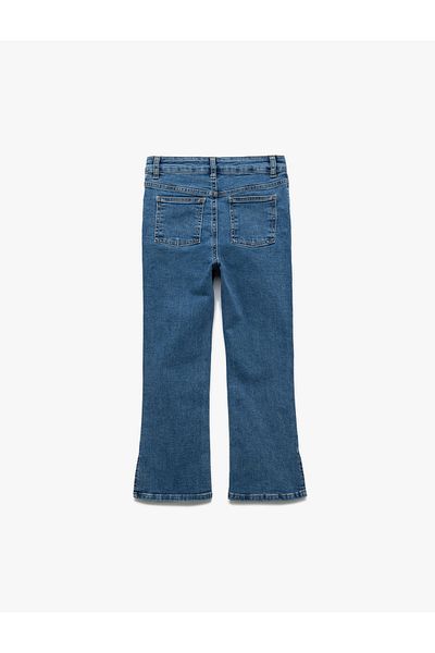 Koton New Season Loose Fit Cotton Slit Detailed Spanish Leg Jean Trousers