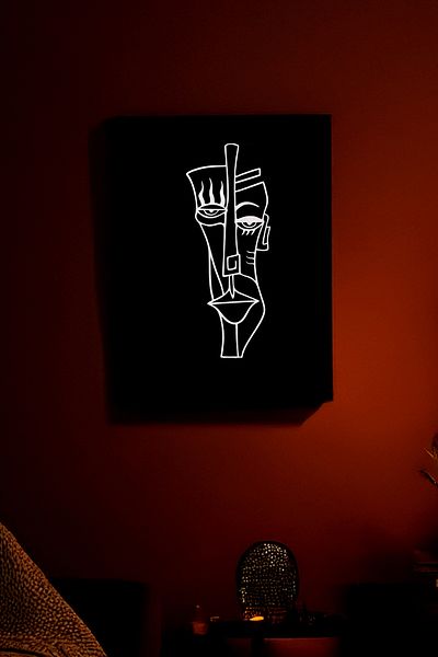 Angels Passion Abstract Face Reflective Plexiglass, Abstract Face That Reflects When Light Hits in the Dark