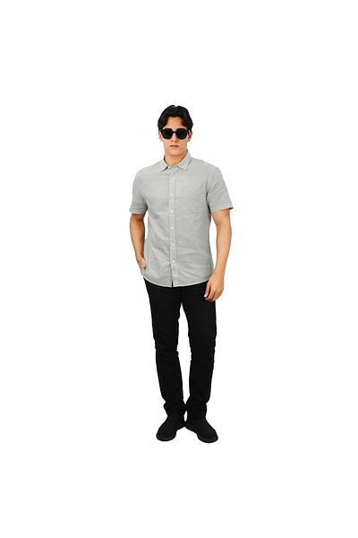 Giordano Men's Linen Cotton Poplin Short Sleeve Shirt