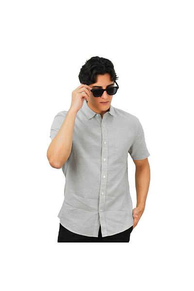 Giordano Men's Linen Cotton Poplin Short Sleeve Shirt