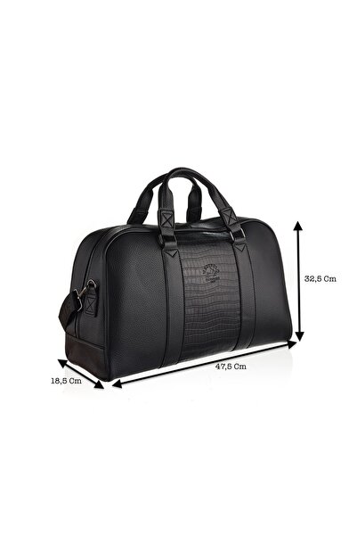 Westpolo Unisex Vegan Deri Seyahat, Spor Çantası - Siyah