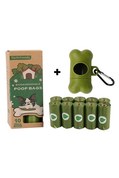 TrioStore Set Complet cu 150 Pungi Biodegradabile si Dispenser Portabil in Forma de Os