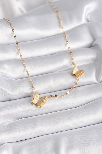 Skygo 316L Steel Gold Color Silvery Butterfly Model Women's Necklace - Tj-Bko9414