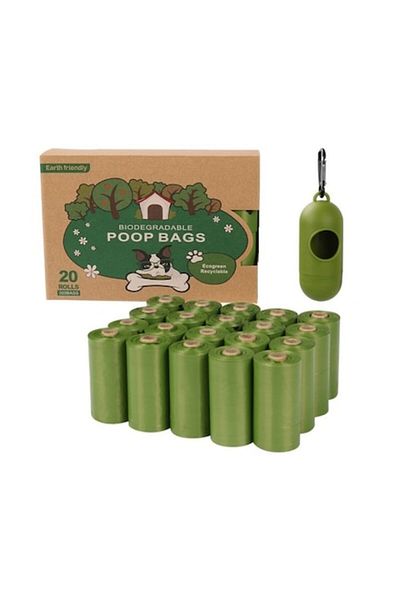 TrioStore Set complet cu 300 de pungi biodegradabile și dozator portabil, SUPER TRENDS®, Kit de igienă pentru animale de companie