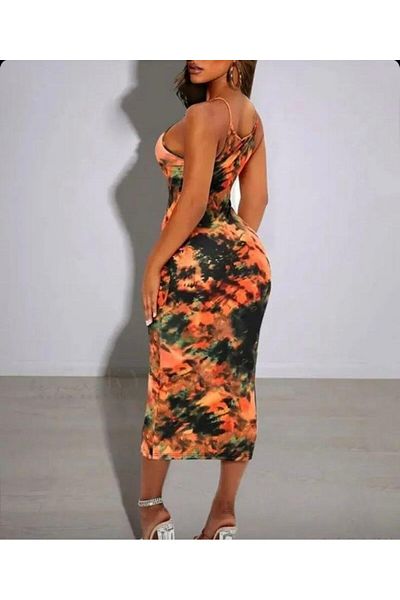 modaserdem Women's Diving Fabric Digital Printed Dress