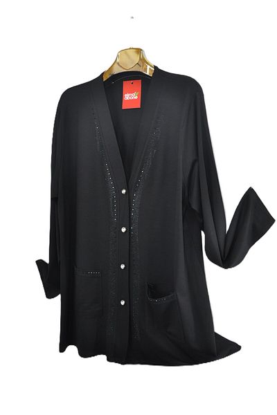 elma abone Plus Size Combed Buttoned Stone Cardigan
