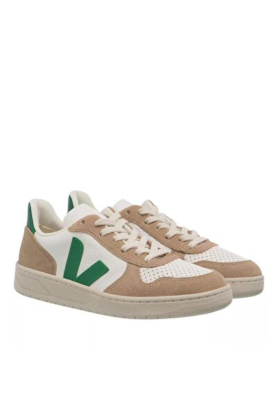 VEJA V-10 Chromfreies Leder Extra Weiß Emeraude Sahara