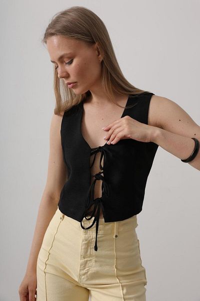 modaserdem Tie-Up Vest - Black