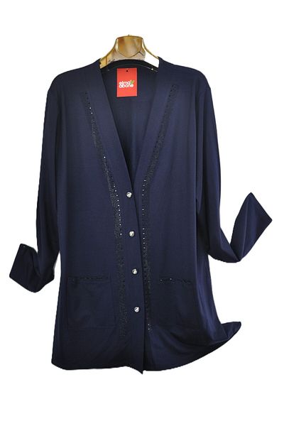 elma abone Large Size Combed Cotton Five Button Stone Mother Cardigan