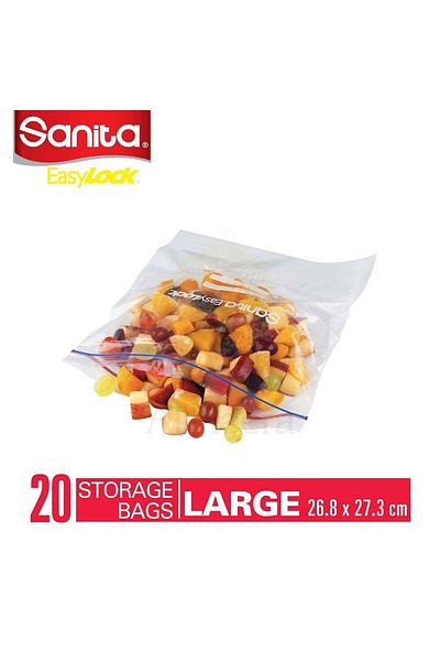 Sanita Clear Plastic Ziplock Bags 20 Bags (Large Size)