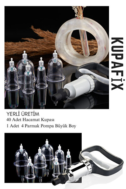KUPAFİX 40 Adet 1. Sınıf Hacamat Kupası Ve 1 Adet Büyük Boy Hacamat Kupası Po...
