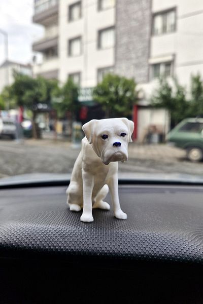 Bundera Car Interior Glove Box Simulation White Dog Decoration Car Ornament
