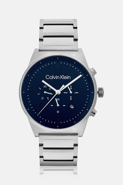 Calvin Klein Men 25200295 Chronograph Quartz Watches 44 Mm, Silver/navy