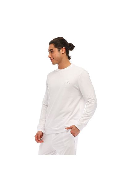raru Βαμβακερό Crew Neck Basic Φούτερ Omnıs Λευκό
