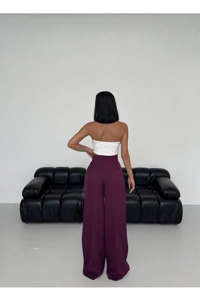 MRA Fashion Three Button Detailed Palazzo Trousers