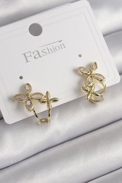 Skygo Brass Gold Color Zircon Stone 2 Piece Flower Model Women's Earrings - Tj-Bkp9961