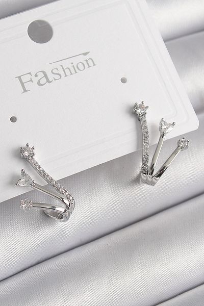 Skygo Brass Silver Color Zircon Stone Women's Earrings - Tj-Bkp9964