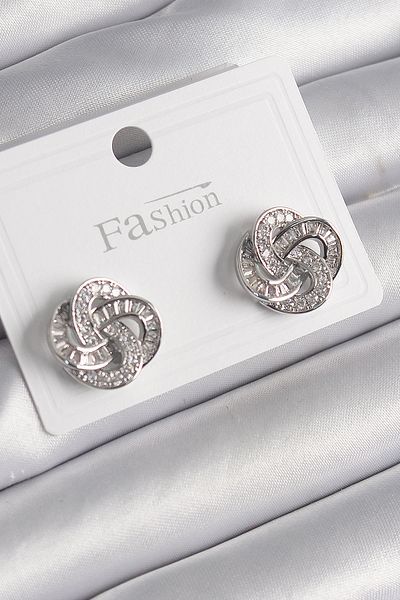 Skygo Brass Silver Color Zircon Stone Flower Model Women's Earrings - Tj-Bkp9984