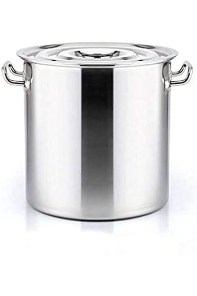 ALMUFARREJ Stainless Steel Barrel Pot, 100 Liters, 50 cm Height, Silver Finish, Open Top