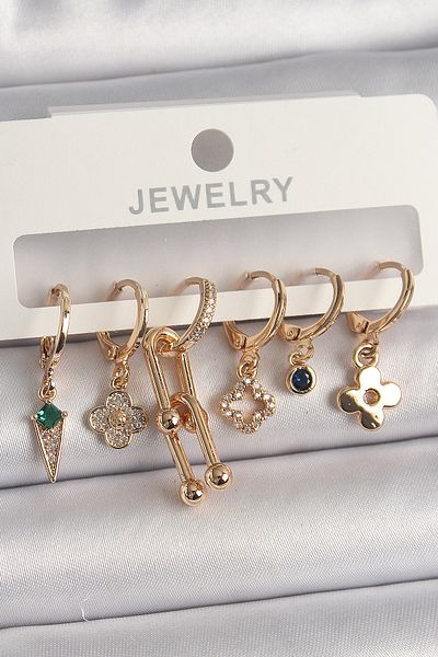 Skygo Brass Gold Color Multiple Figure Women's Earrings Set - Tj-Bkp10094