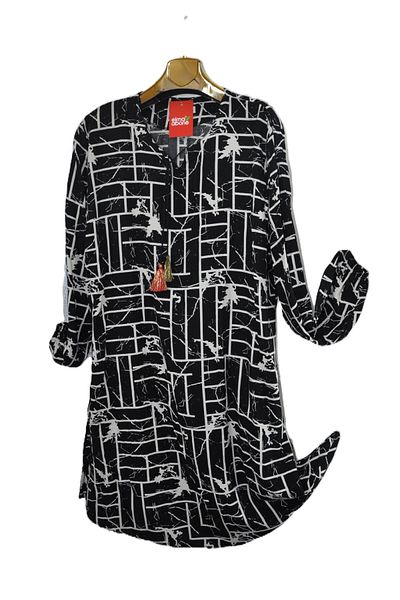 elma abone Large Size Viscose Lace-Up Tunic