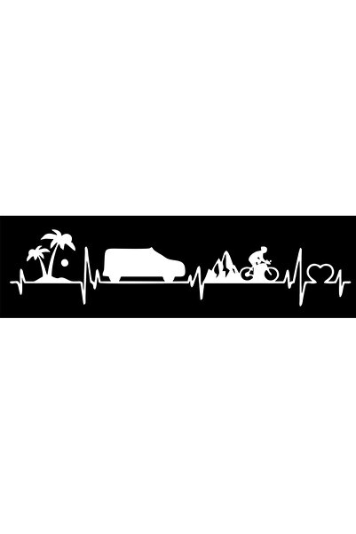 Birim Matbaa Holiday Camping Bike Pulse Caravan Car Sticker (100X23 cm)
