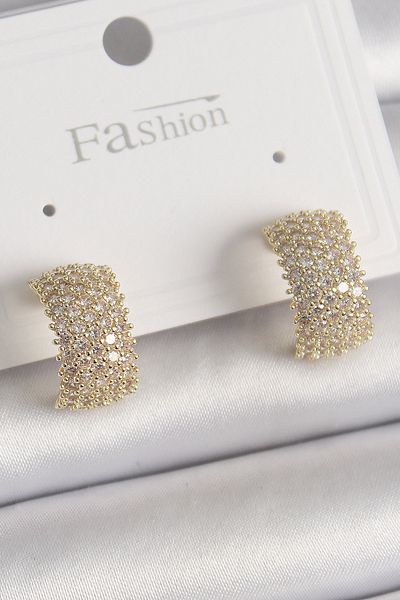 Skygo Brass Gold Color Zircon Stone Women's Earrings - Tj-Bkp9933
