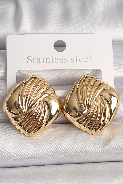 Skygo Brass Gold Color Embroidered Square Model Women's Earrings - Tj-Bkp10157