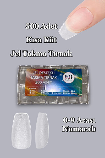 Easy Beauty 500 Adet Yeni Nesil Jel Destekli Kısa Küt Takma Tırnak Önceden Tö...