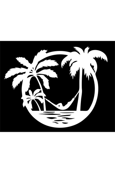 Birim Matbaa Hamak Enjoyment in Palm Caravan Car Sticker (46X58 cm)