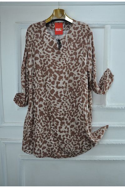 elma abone Large Size Viscose Lace-Up Tunic