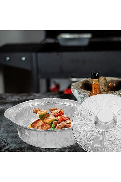 Generic Round aluminum foil pot with lid - 30 cm