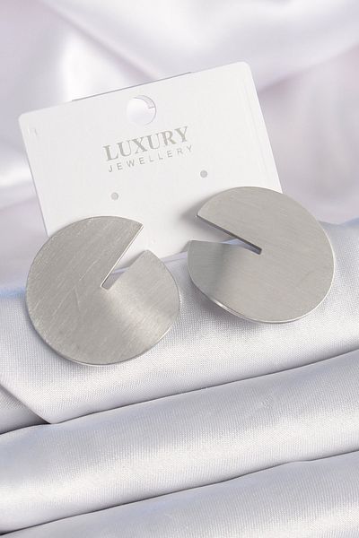 Skygo Brass Silver Color Circle Plate Model Women's Earrings - Tj-Bkp9524