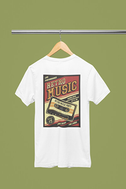 MAGORS تي شيرت ريترو ميوزيك مطبوع عليه رقبة دائرية من القطن مقاس كبير وأكمام ...