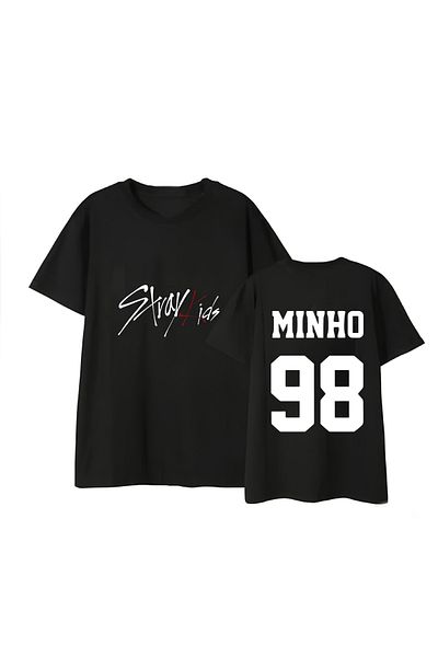 MAGORS Tricou pentru copii unisex cu mânecă scurtă cu imprimeu MINHO Straykids K-pop Korean Group