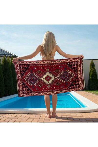 Piloji منشفة شاطئ منقوشة بسجاد عتيق - نموذج بزخارف السجاد