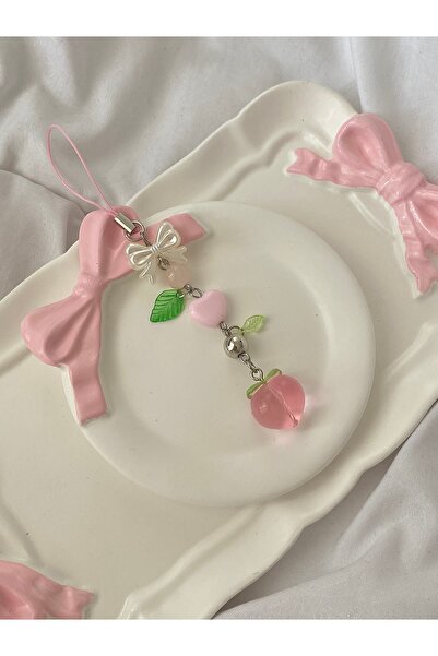 bettymettys Fiyonklu Şeftali y2k Fairycore Coquette Telefon Charmı Telefon ipi