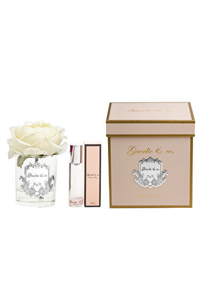 Cream Single Peony Silver Logo