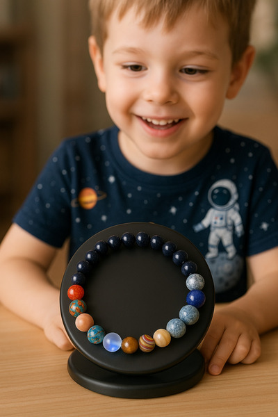 ESLENTA Sıralı Gezegenler Doğal Taş Bileklik | Gezegenleri Öğren Kartlı Eğiti...