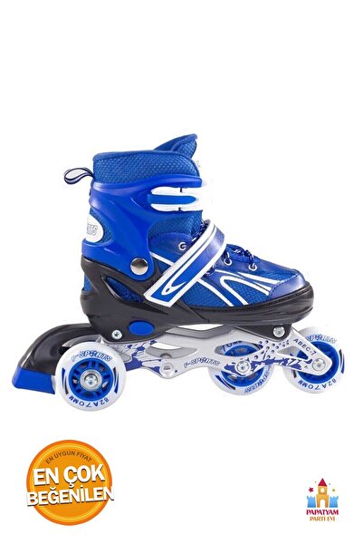 PapatyamPartiEvi Blue Metal Practice Skates - Adjustable 2+2 Lights, Special ...