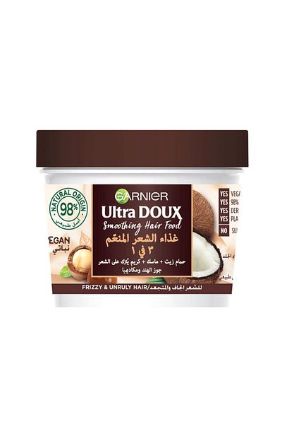 Garnier غارنييه الترا دو غذاء الشعر المنعم 3 في 1 بجوز الهند - 390مل