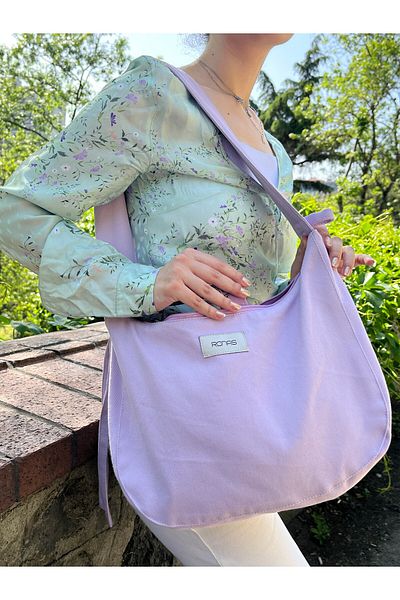 RONASBAG Bow Bag Lilac Women's Lined Baguette Handle Bag with Bow Detail Inside Compartment