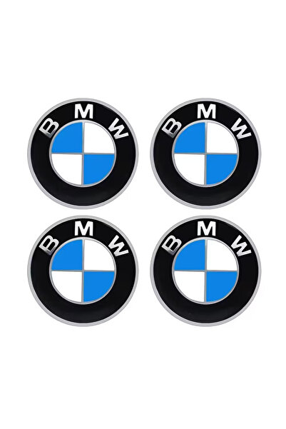 İKTUNING BMW LOGOLU ALÜMİNYUM GÜMÜŞ KENARLI 65 MM JANT GÖBEK STICKER