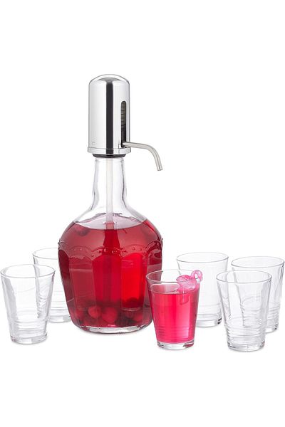 Bien Servi 7-Piece Durable Elegant Design Easy Cleaning Glass Dispenser Set Clear