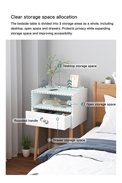 AnneFish 2pcs 45*35*60cm Nightstand Bedside Table Nightstands End Coffee Table Open Storage Shelf Bedrooms