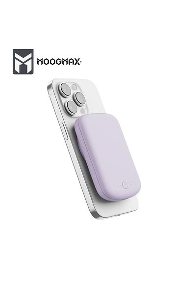 MOOGMAX Mini Magnetic Wireless Power Bank 20W Fast Wireless Charger Portable External Battery 10000mAh Purple