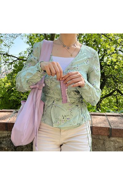 RONASBAG Bow Bag Lilac Women's Lined Baguette Handle Bag with Bow Detail Inside Compartment