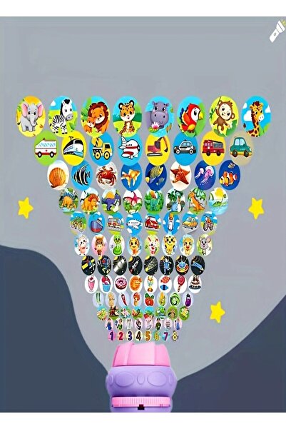 Bundera Oyuncak 80 Farklı Resimli Projeksiyonlu Eğitici Oyuncak El Feneri Yansıtmalı Projektör