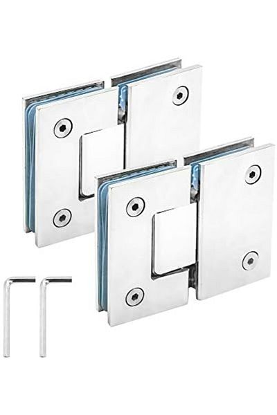 Generic AZKEEGREY 2 Pcs Frameless Shower Door Hinges, 180 Degree Glass Frameless Door Hinges, Heavy Duty 304